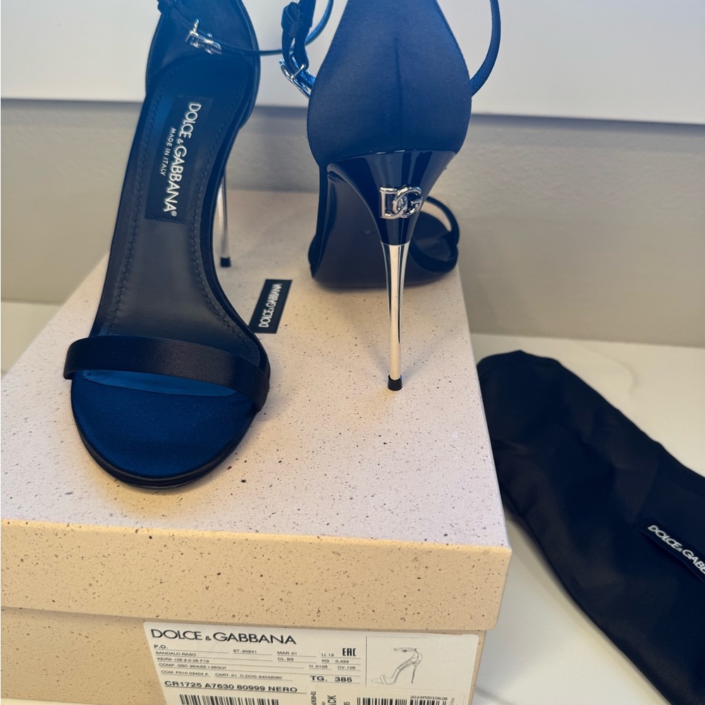 Dolce & Gabbana Black Stiletto Heels with Ankle Strap - Picture 11 of 12